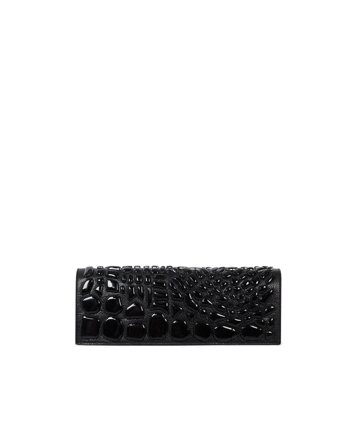 SMALL CROC ENAMEL EMBROIDERY CLUTCH BAG