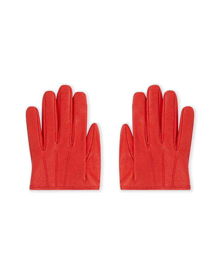 CROPPED LEATHER GLOVES IN RED