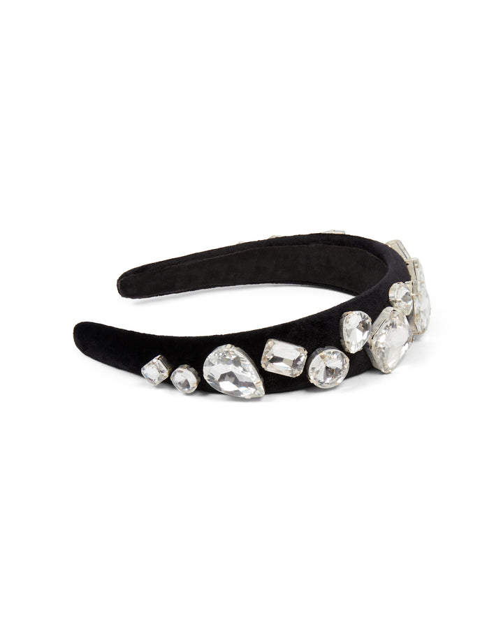 LARGE CRYSTAL EMBROIDERED VELVET HEADBAND