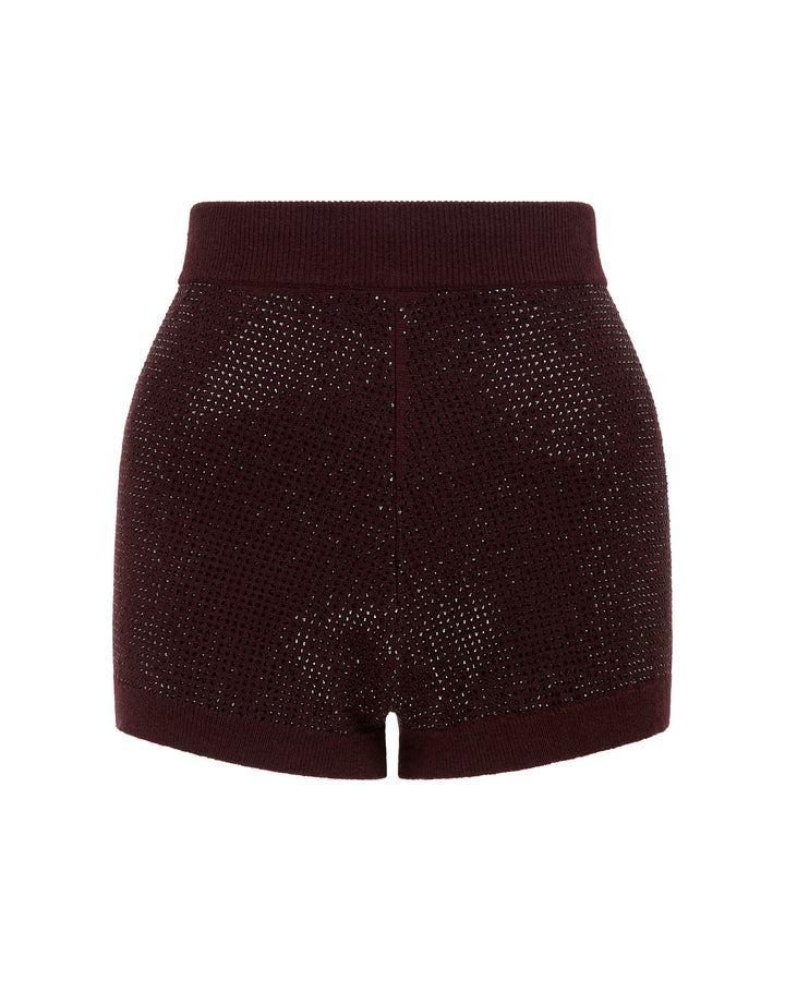 RHINESTONE EMBROIDERED WOOL SHORTS
