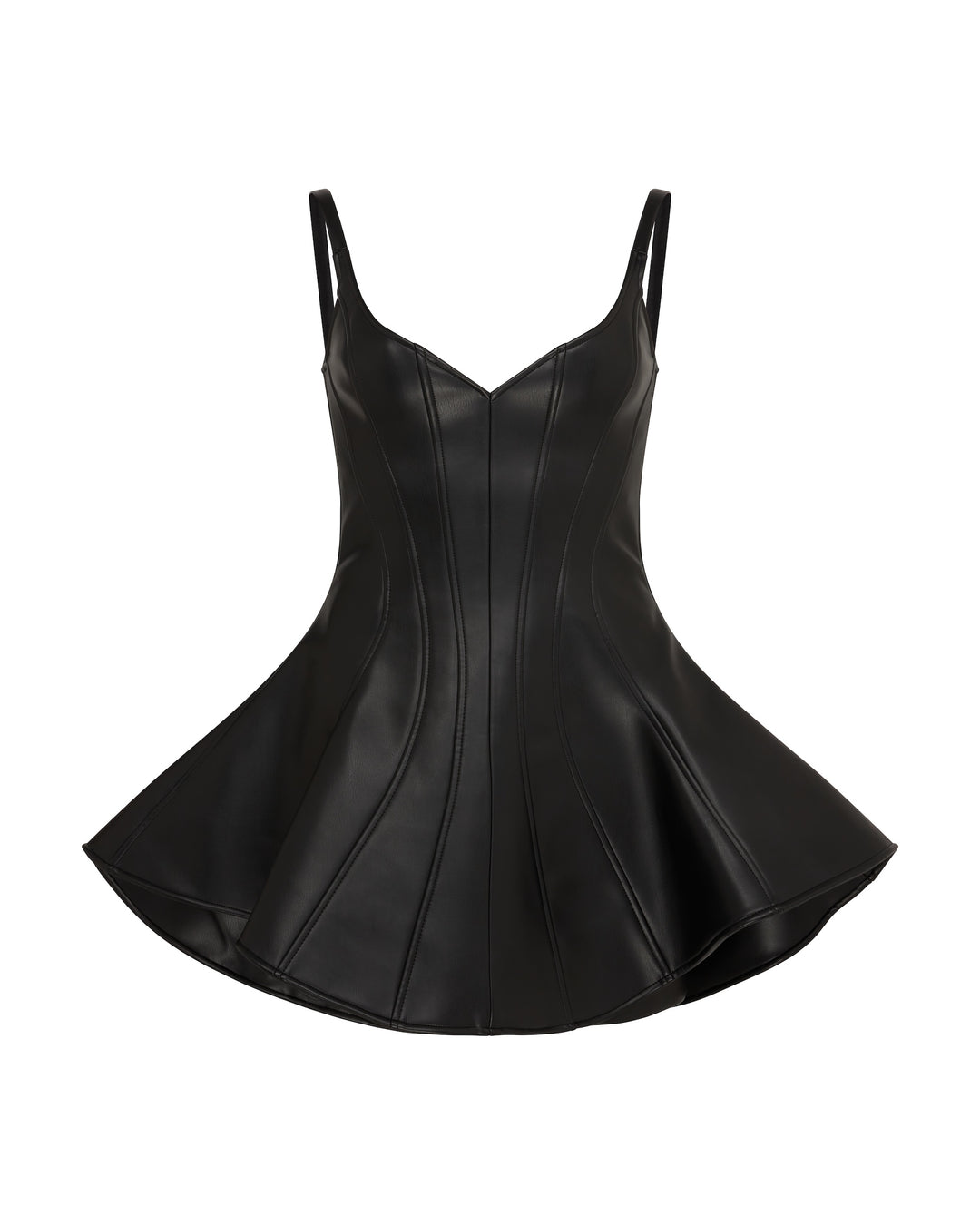 David Koma FLOUNCE HEM FAUX LEATHER DRESS Black / 12