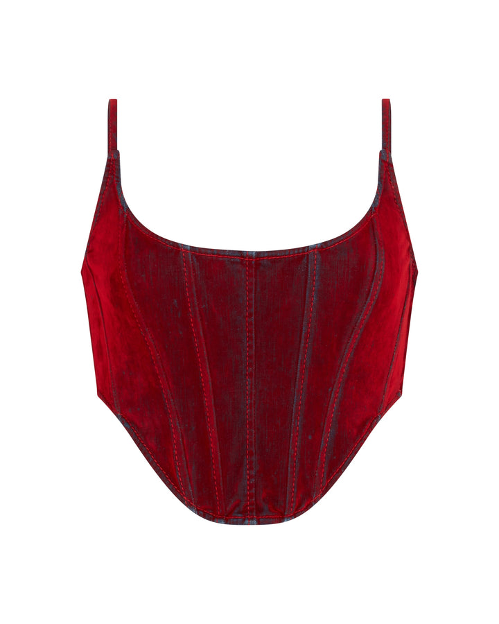 VELVET DENIM CORSET TOP