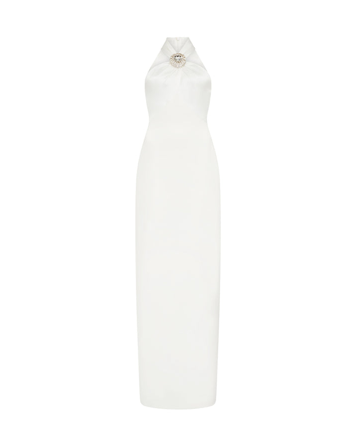 CRYSTAL PENDANT HALTERNECK GOWN
