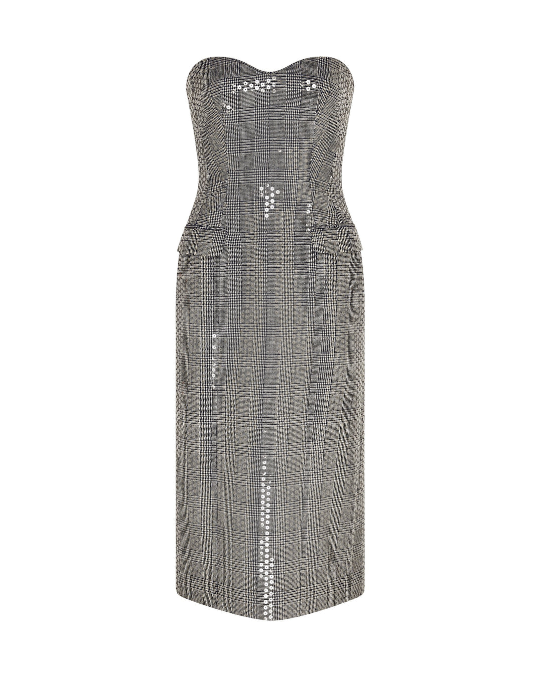 SEQUINED CHECKED MIDI DRESS