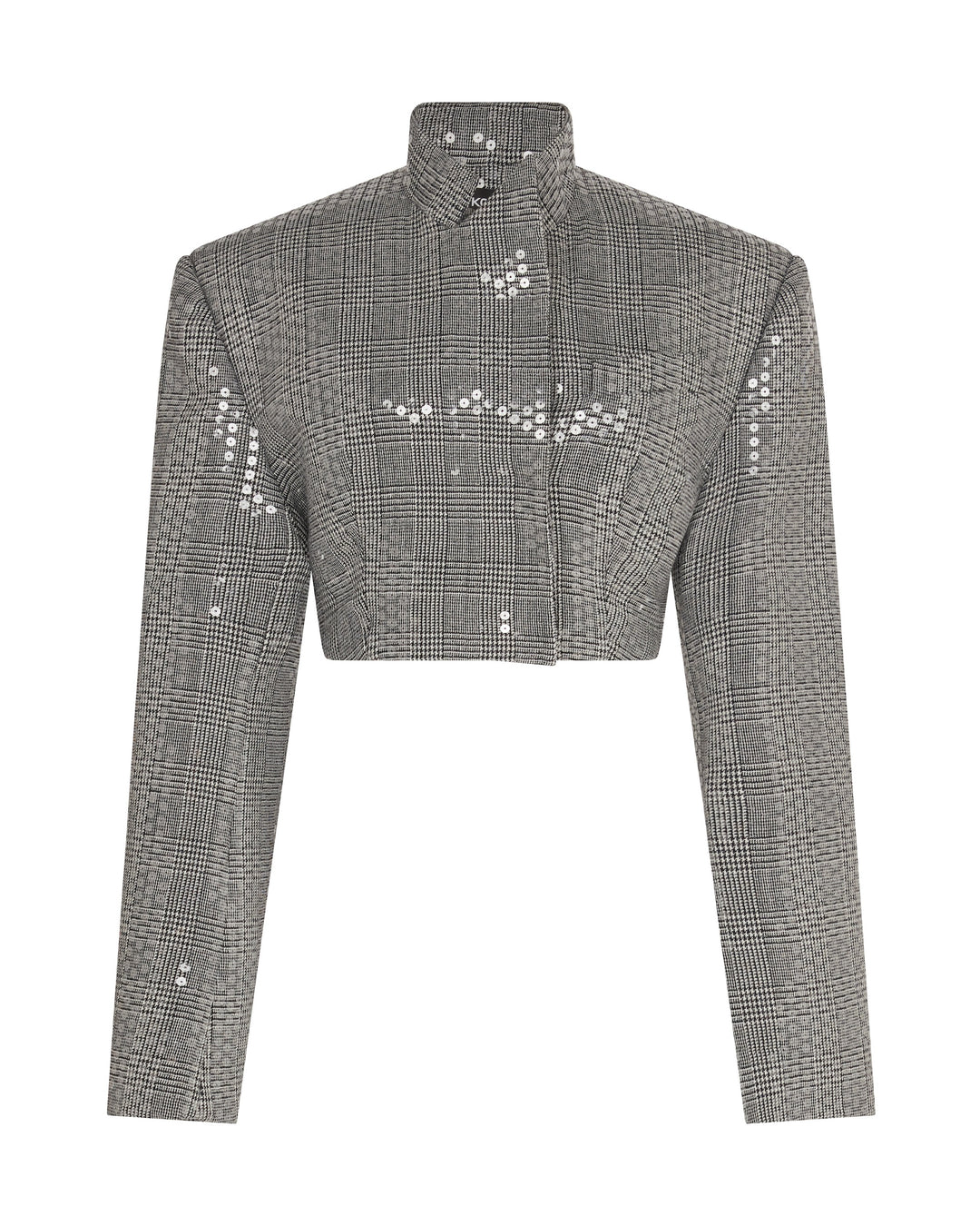 SEQUINED CHECKED CROPPED JACKET