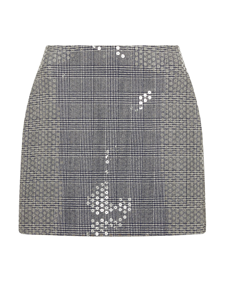 CHECKED SEQUINED MINI SKIRT