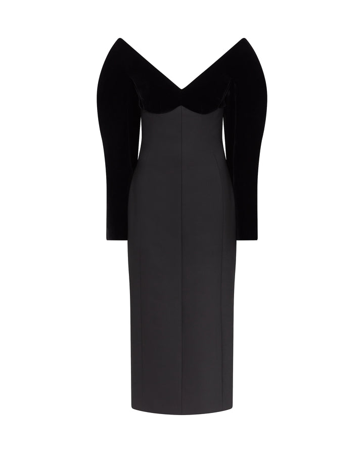STRUCTURED SLEEVE MIDI DRESS