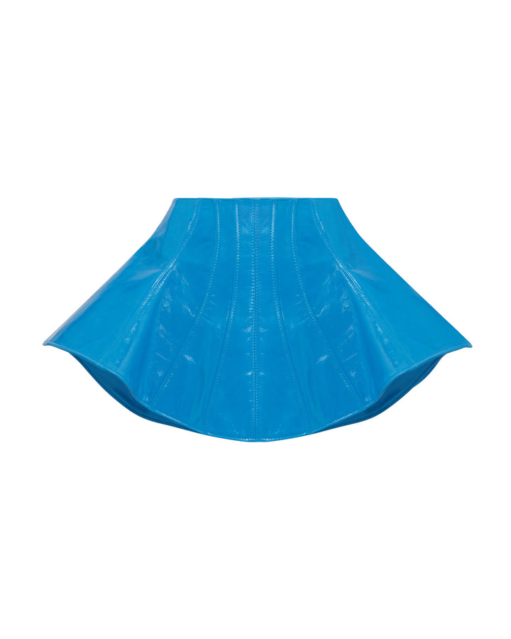 FLOUNCE HEM MINI LEATHER SKIRT