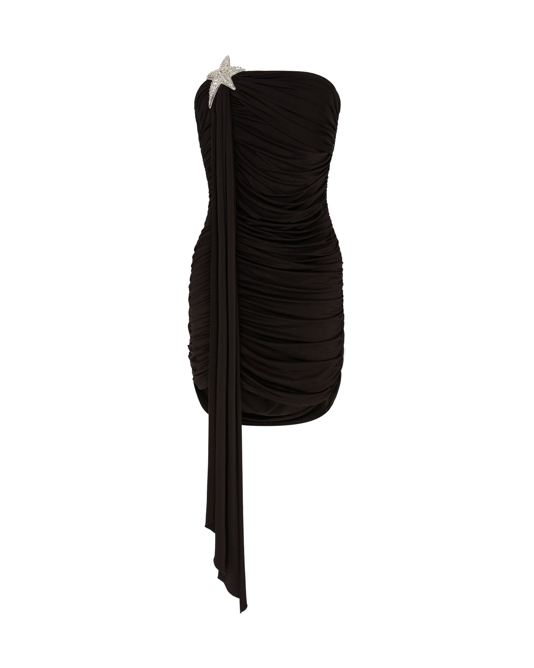 CRYSTAL STAR DRAPED MINI DRESS