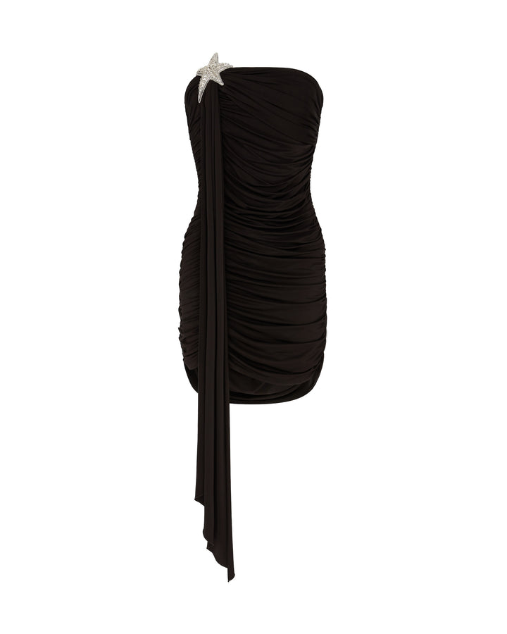 CRYSTAL STAR DRAPED MINI DRESS