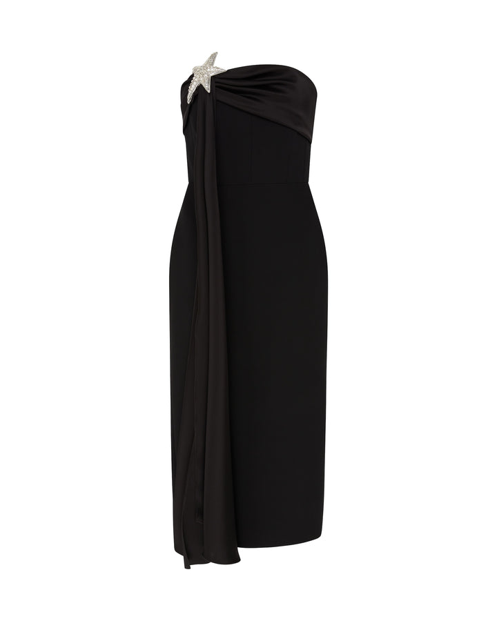 DRAPE OVERLAY AND STAR MIDI DRESS