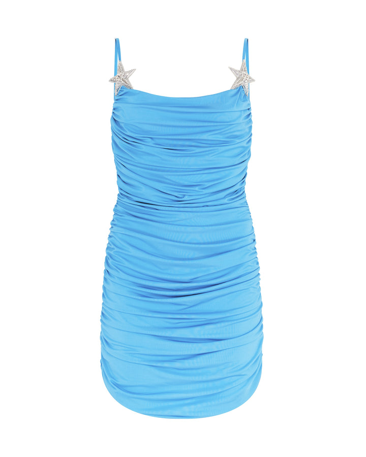 RUCHED CAMI MINI DRESS WITH CRYSTAL STARS