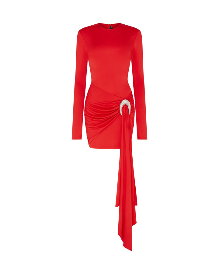 CRYSTAL OVAL AND DRAPE MINI DRESS