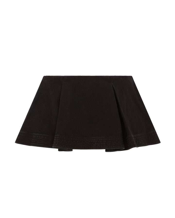 FLOUNCE DENIM MINI SKIRT