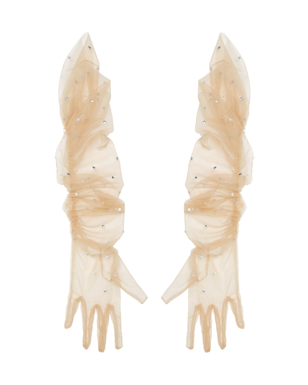 TULLE GLOVES WITH STARS IN BEIGE