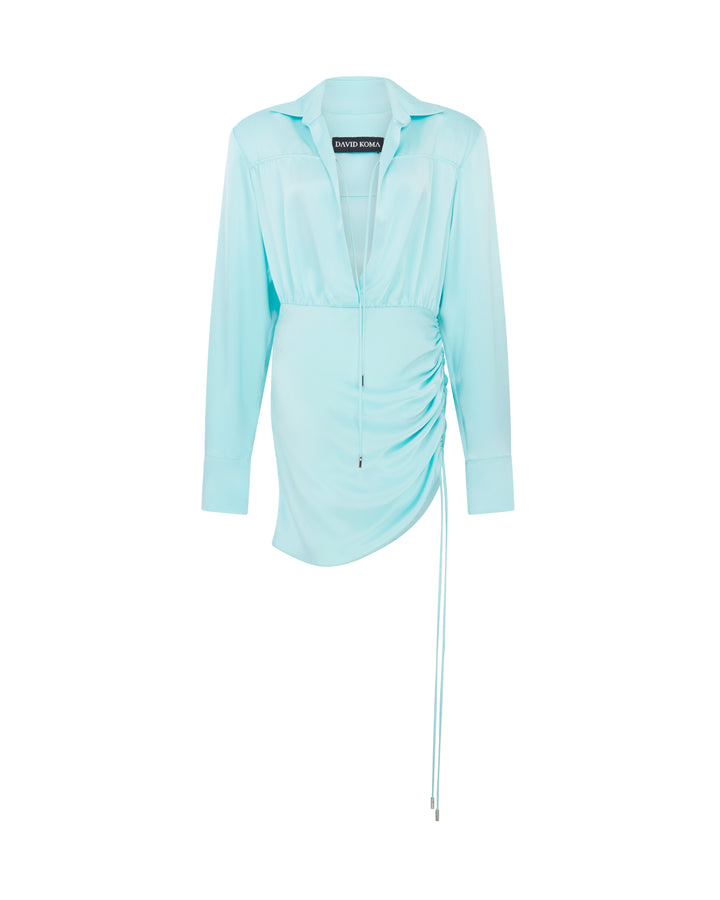 WRAP SATIN SHIRT DRESS