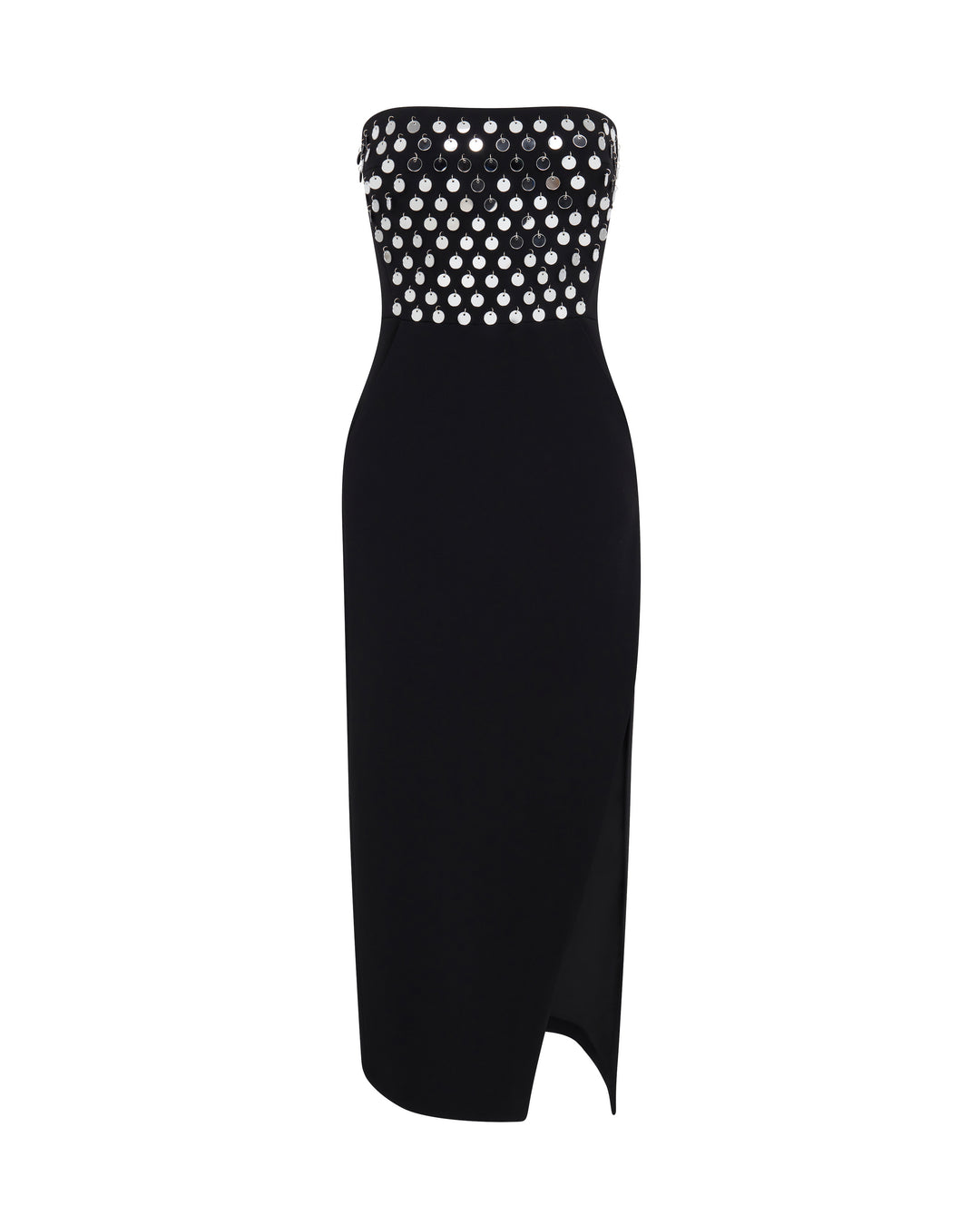 PLEXI MIRROR EMBROIDERED STRAPLESS DRESS