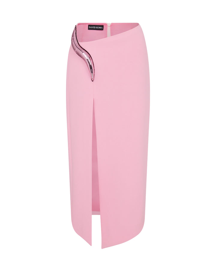 METALLIC CURVE DETAIL MIDI SKIRT