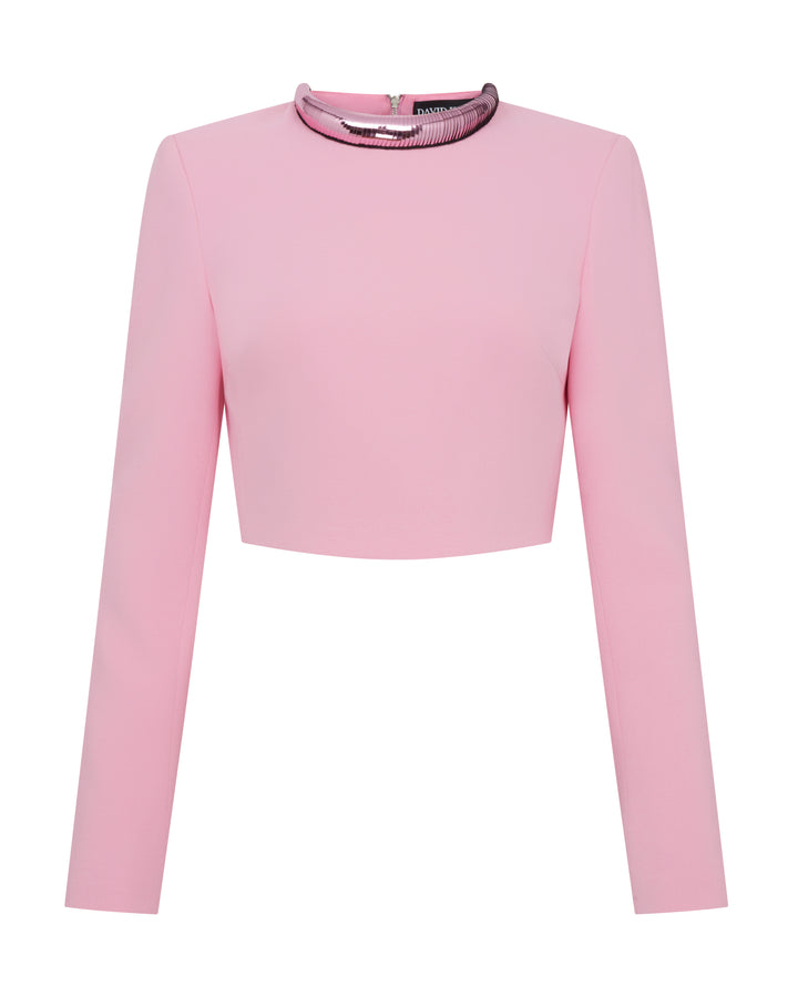 METALLIC TUBE TRIM CROP TOP