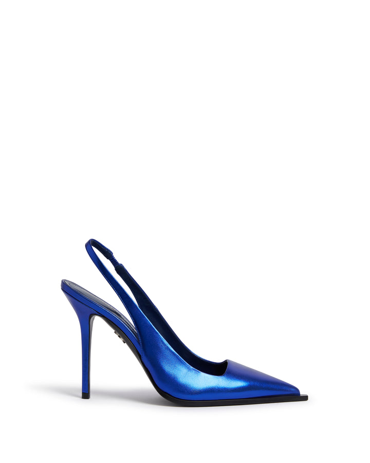 SLINGBACK LEATHER PUMPS IN BLUE