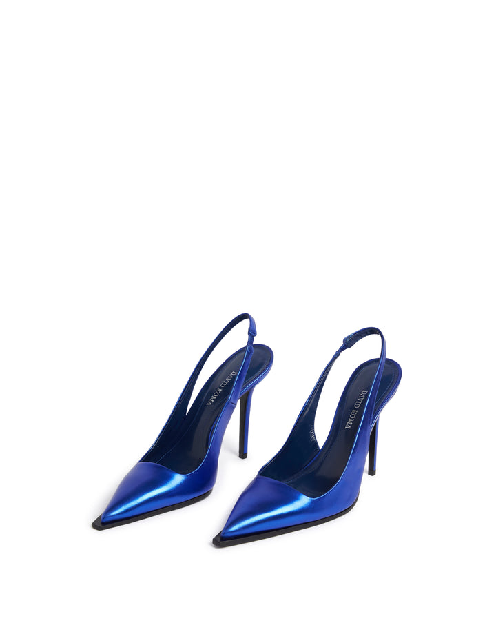 SLINGBACK LEATHER PUMPS IN BLUE