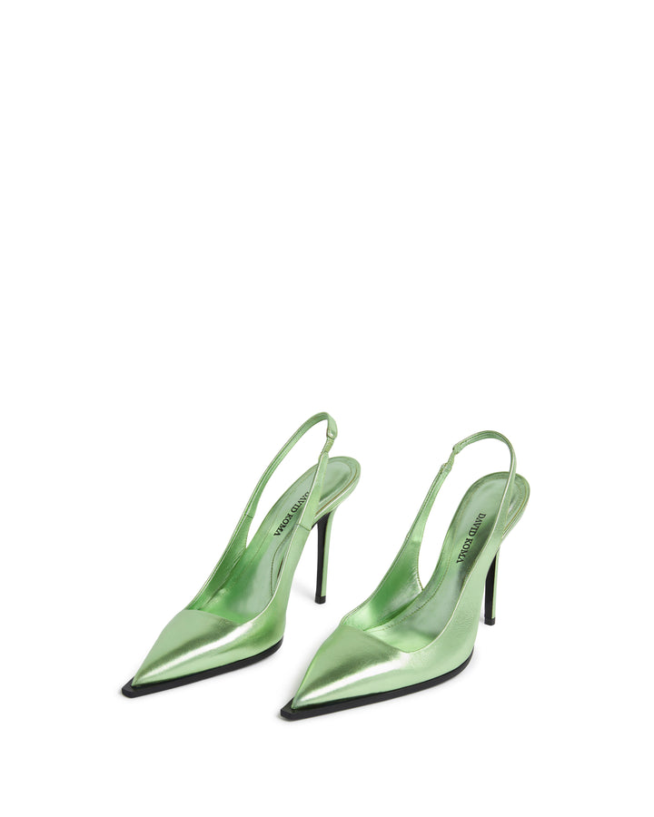 SLINGBACK LEATHER PUMPS IN MINT