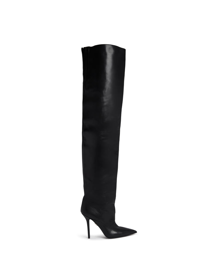 WIDE LEG THIGH HIGH BOOT IN BLACK