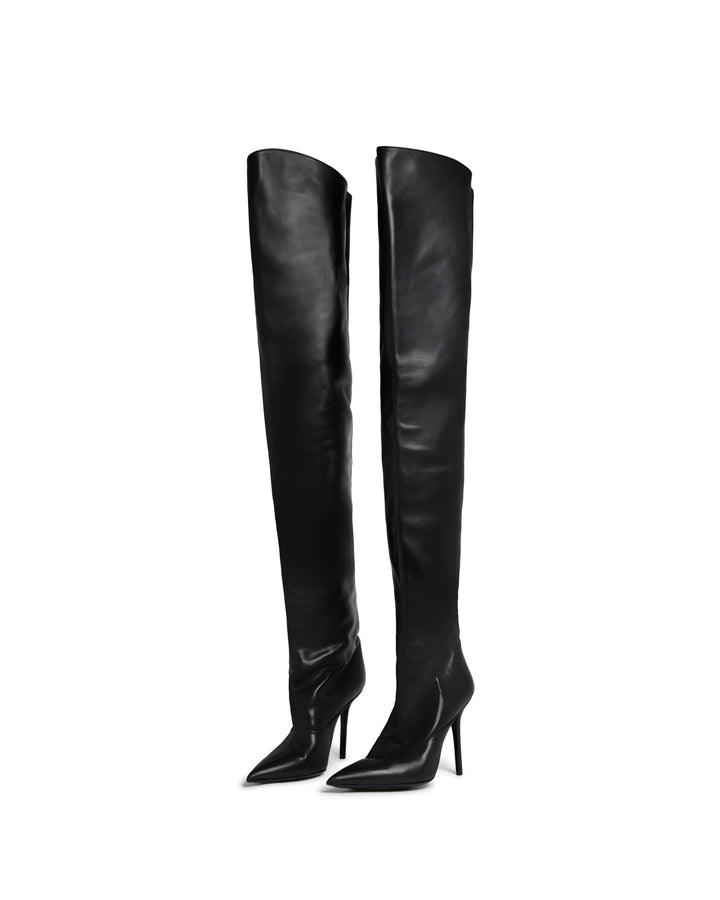 WIDE LEG THIGH HIGH BOOT IN BLACK