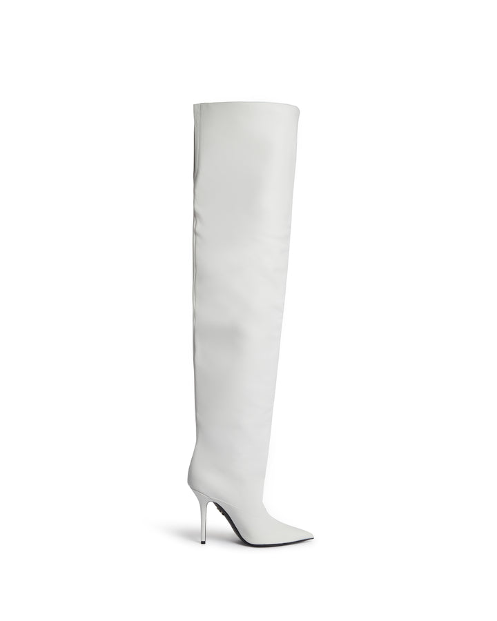 WIDE LEG THIGH HIGH BOOTS IN WHITE