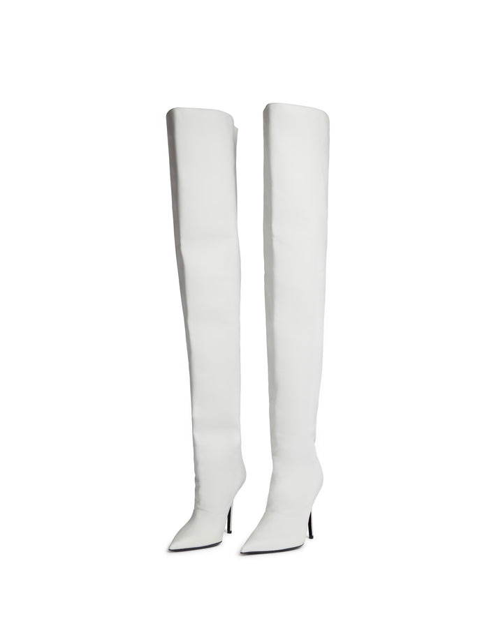 WIDE LEG THIGH HIGH BOOTS IN WHITE