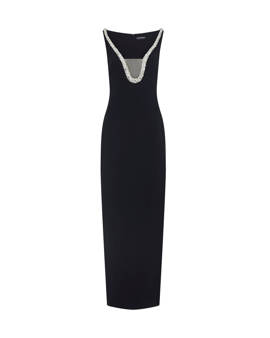 CRYSTAL EMBROIDERED NECKLINE GOWN