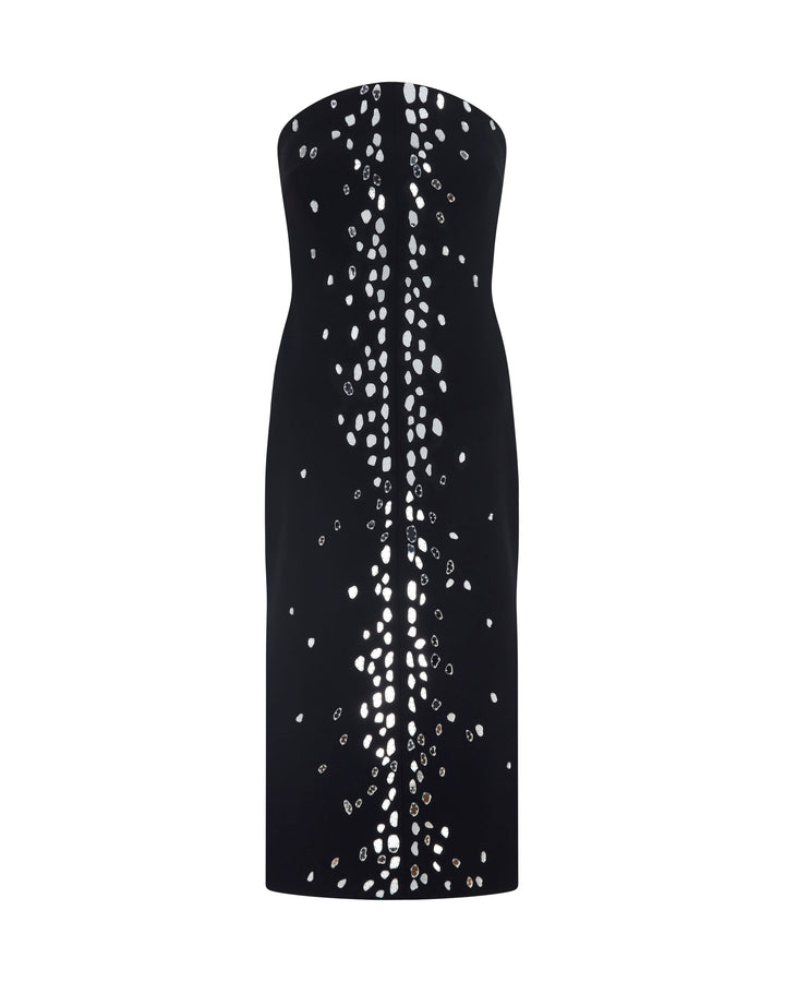SPECKLED CRYSTAL EMBROIDERY MIDI DRESS