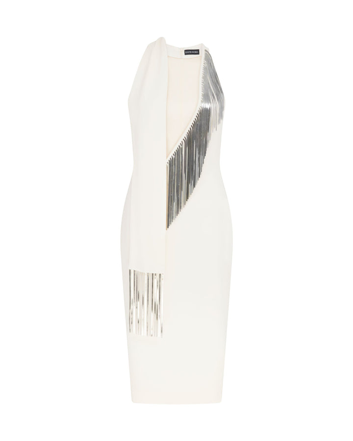 SILVER CHAIN FRINGE MIDI DRESS