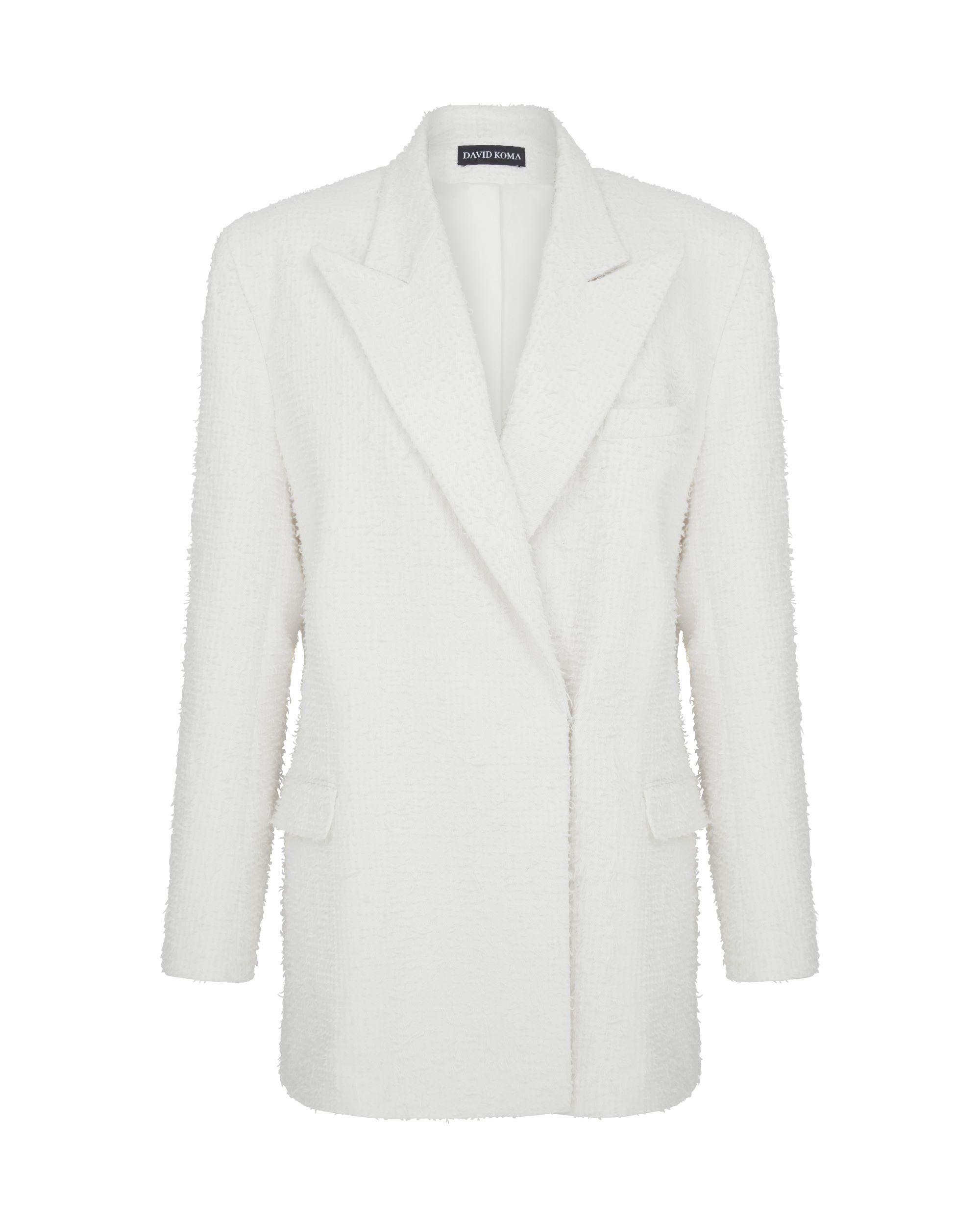 david koma OVERSIZED TAILORED BOUCLE DENIM JACKET WHITE