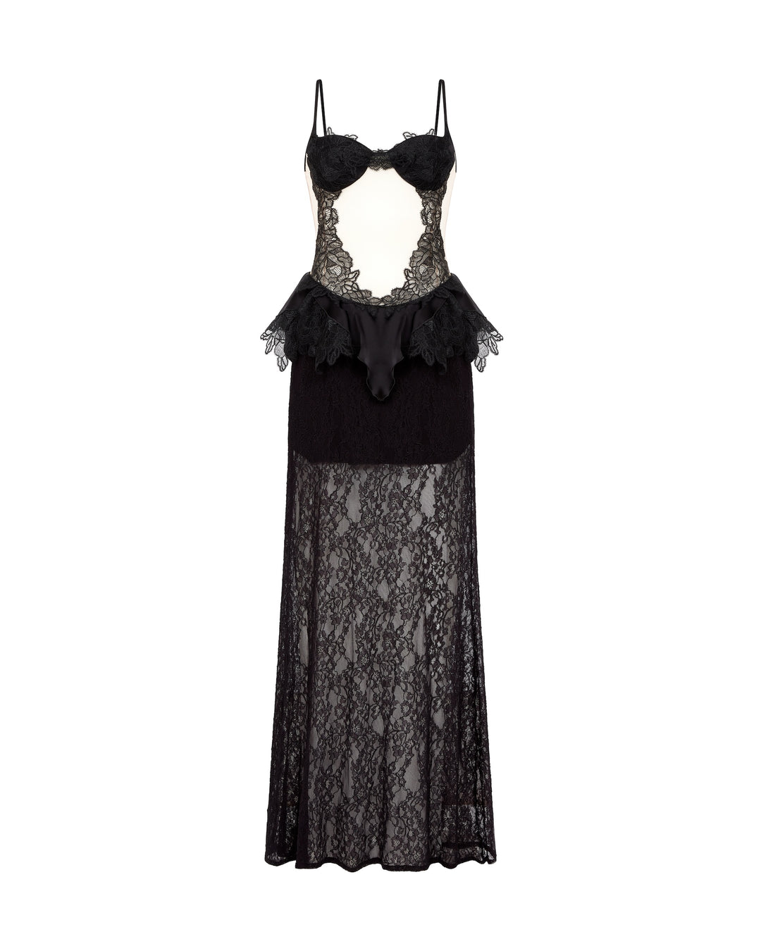 David Koma Peplum Lace Gown in Black Black / 10 David Koma Peplum Lace Gown in Black Black / 10