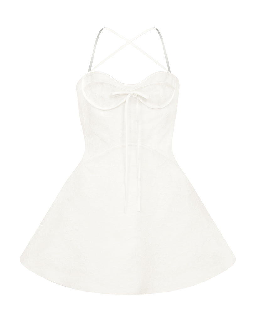 David Koma LACE AND SATIN MINI DRESS White / 10
