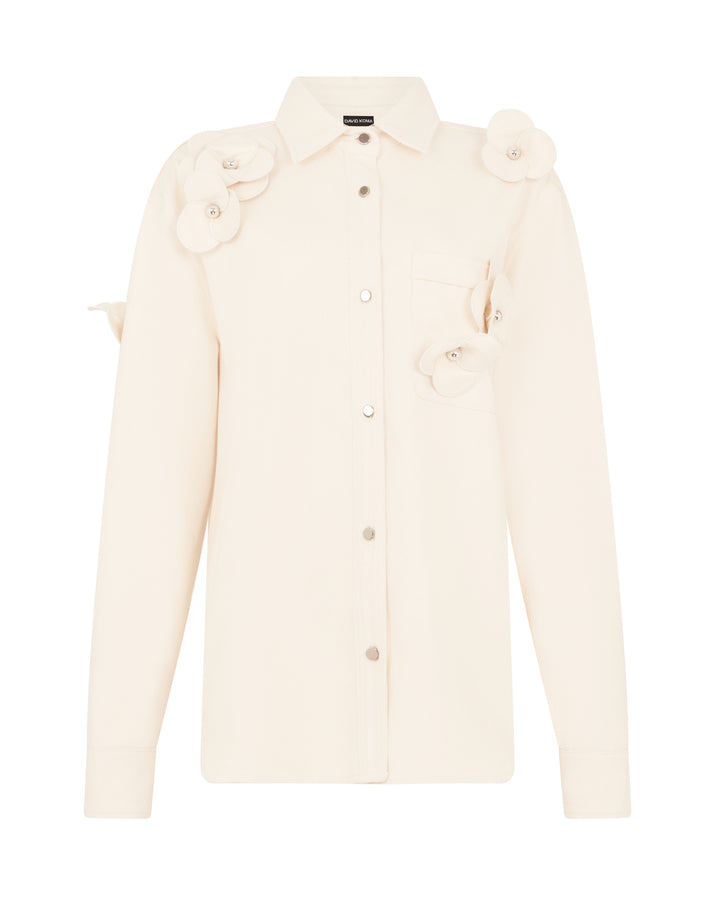 3D FLOWER DENIM SHIRT