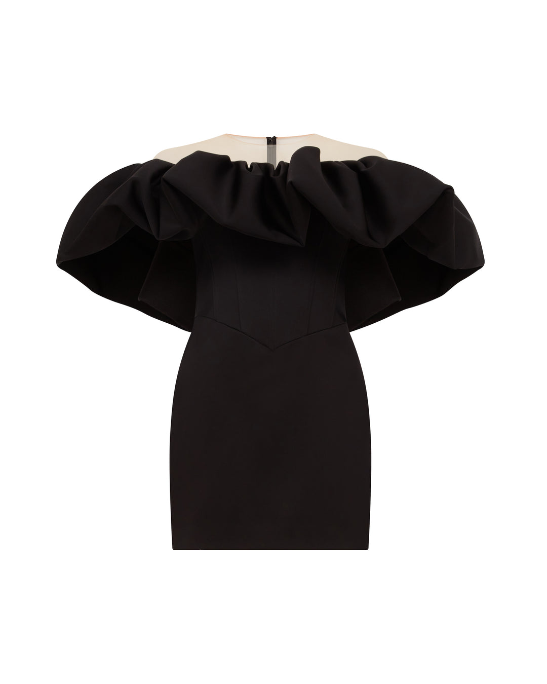 David Koma PUFF TOP DETAIL SATIN MINI DRESS Black / 8
