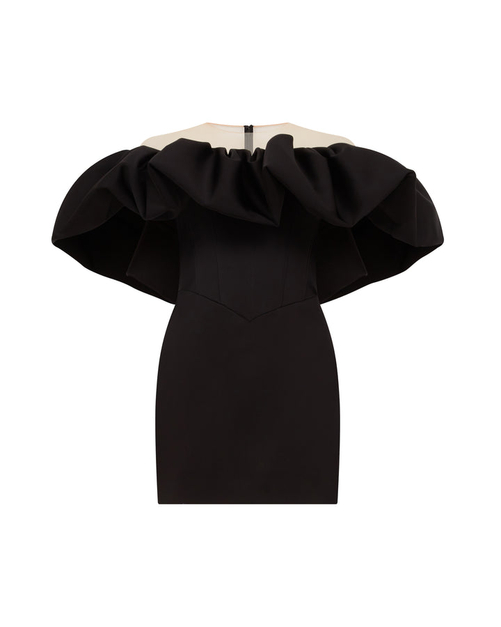 PUFF TOP DETAIL SATIN MINI DRESS