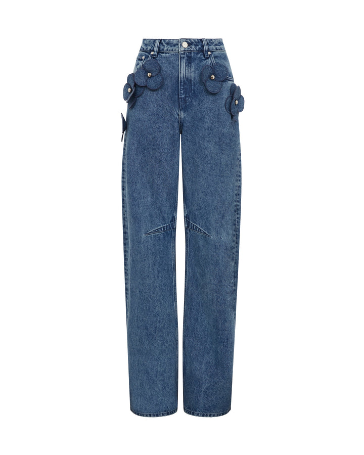 3D FLOWER JEANS IN INDIGO