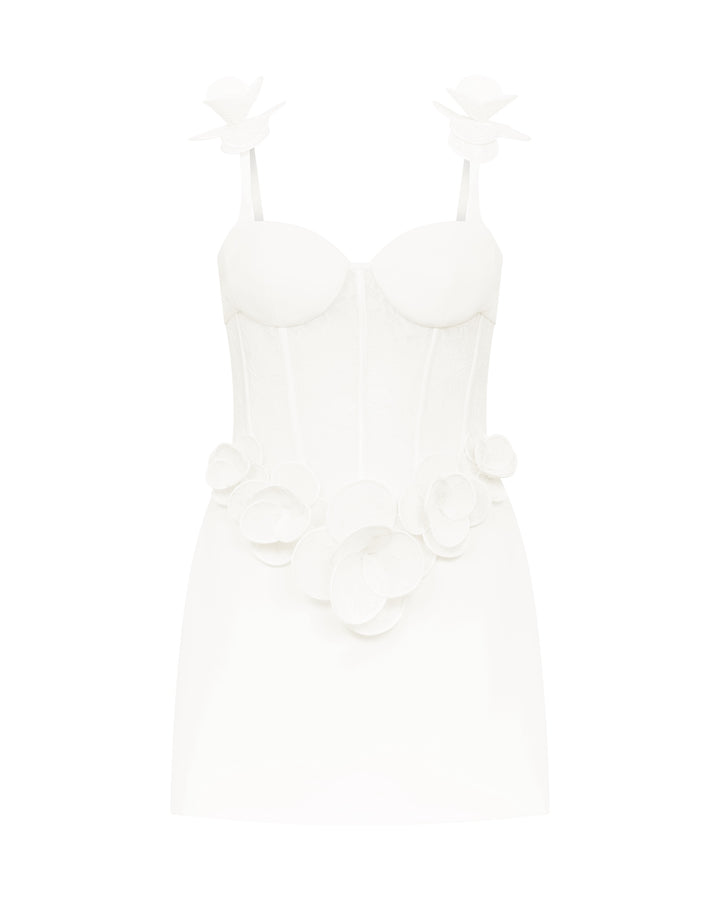 3D LACE FLOWER CORSET MINI DRESS