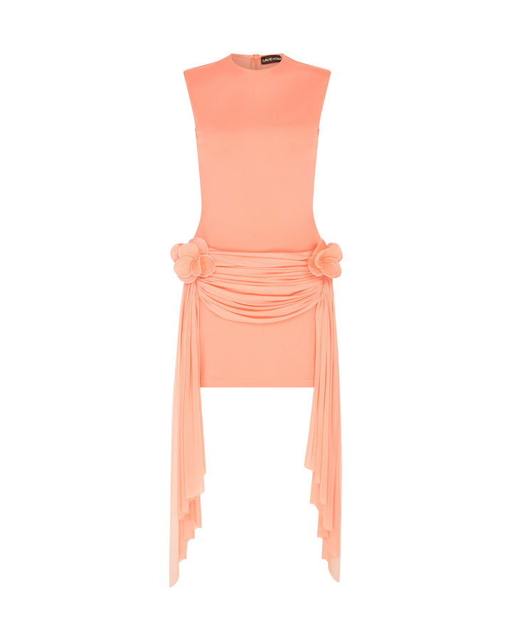 DRAPE OVERLAY SLEEVELESS MINI DRESS