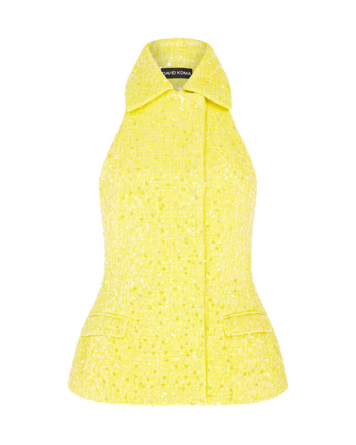SEQUIN BOUCLE TAILORED VEST TOP