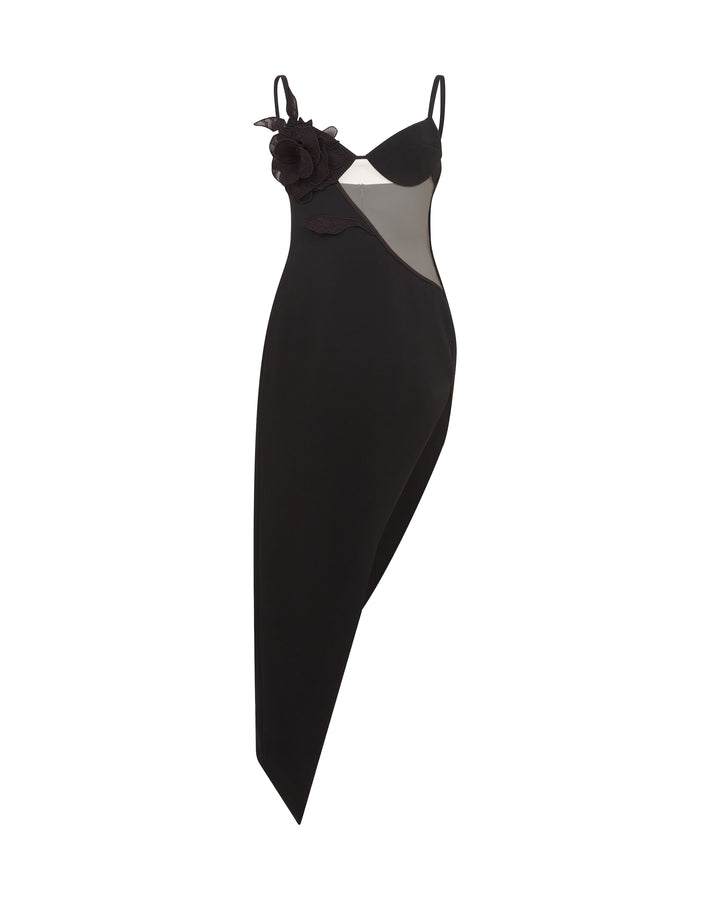 LACE ROSE OPEN LEG MIDI DRESS