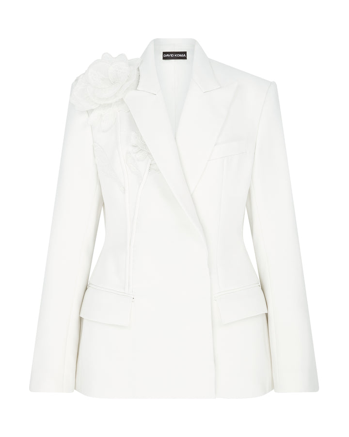 LACE FLOWER CLUSTER TAILORED JACKET