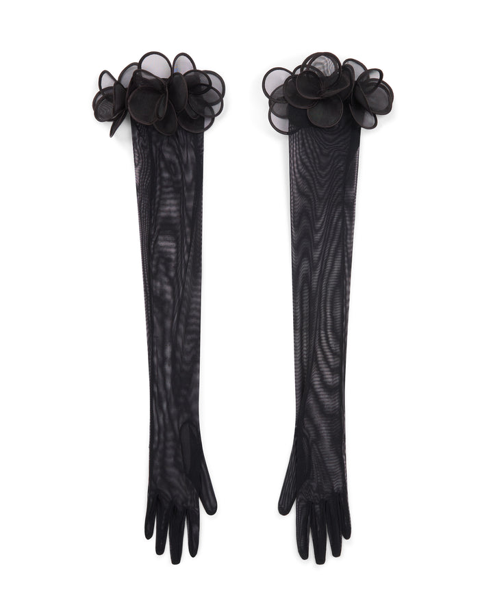3D FLOWER EMBROIDERED MESH GLOVES