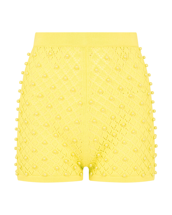 PEARL EMBELLISHED KNIT SHORTS