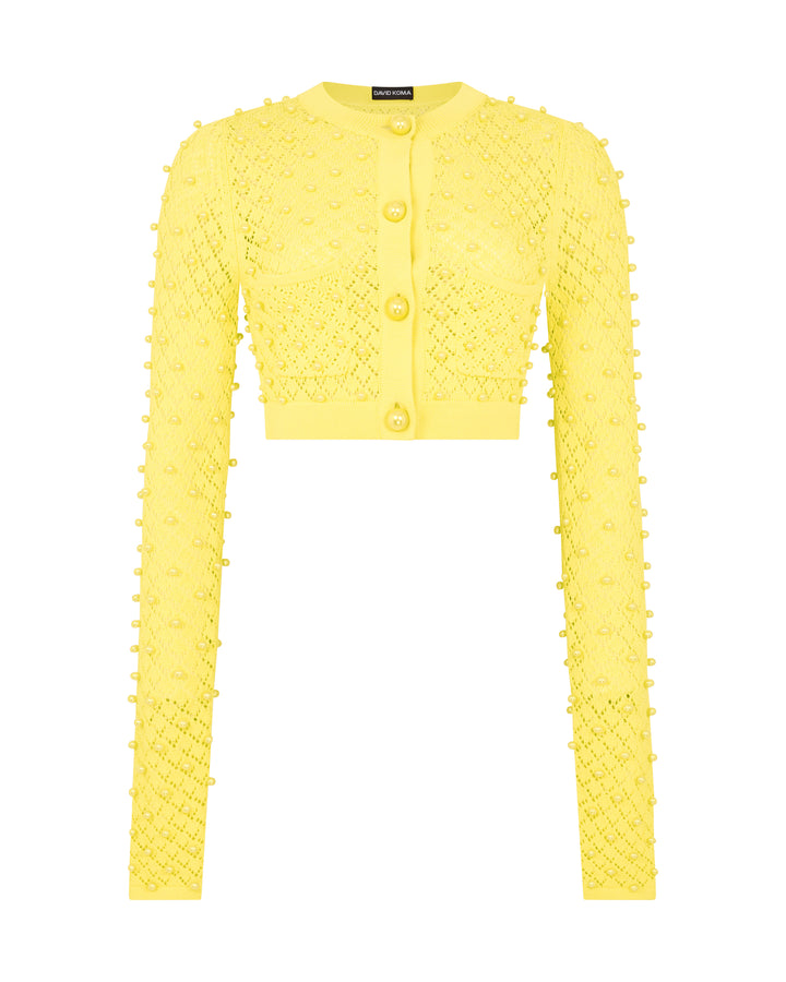 PEARL EMBELLISHED KNIT CARDIGAN