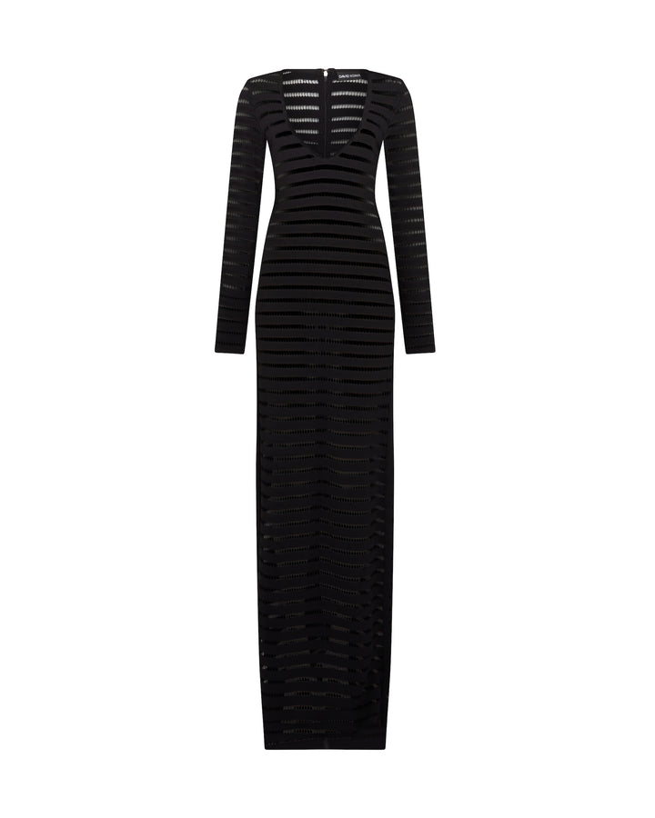 STRIPED CUTOUT KNIT GOWN