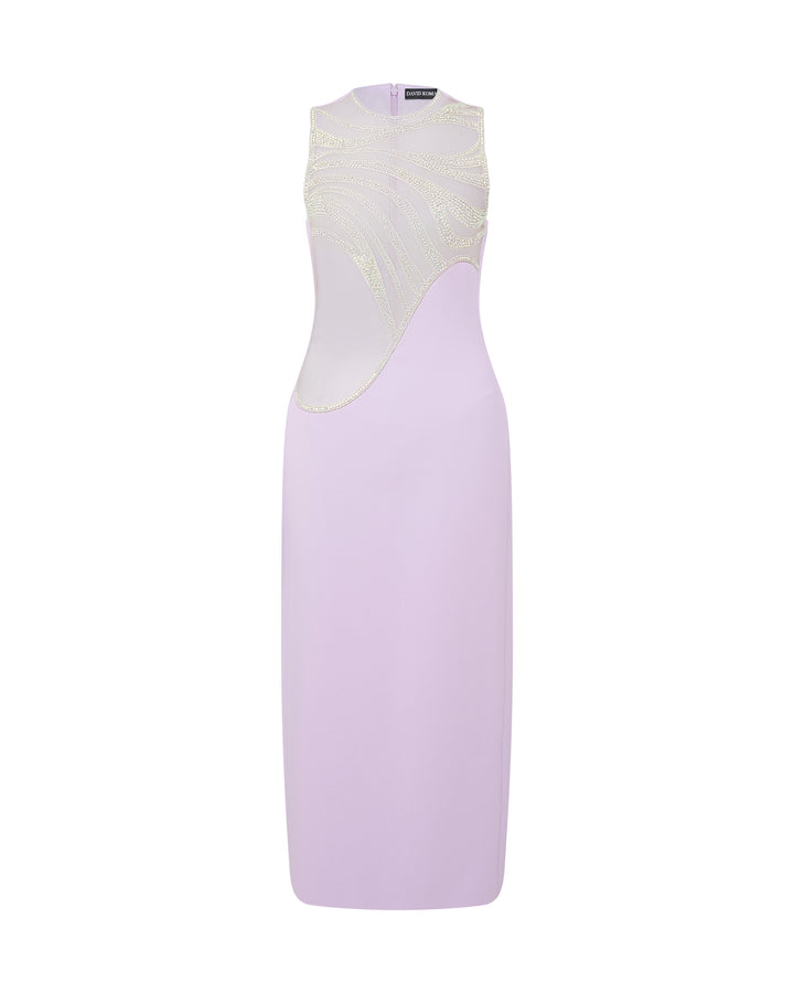 CRYSTAL WAVE SLEEVELESS MIDI DRESS